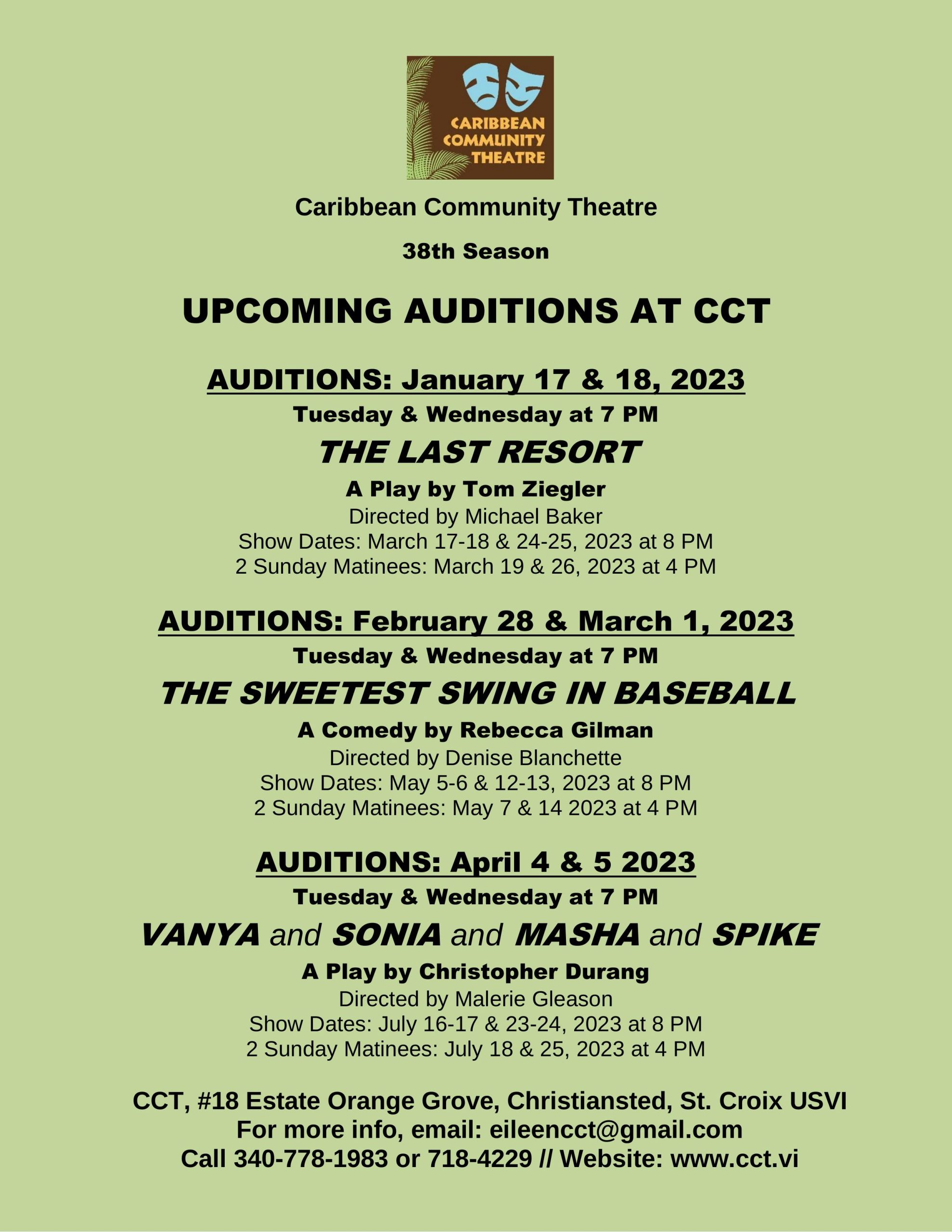 cct upcoming auditions